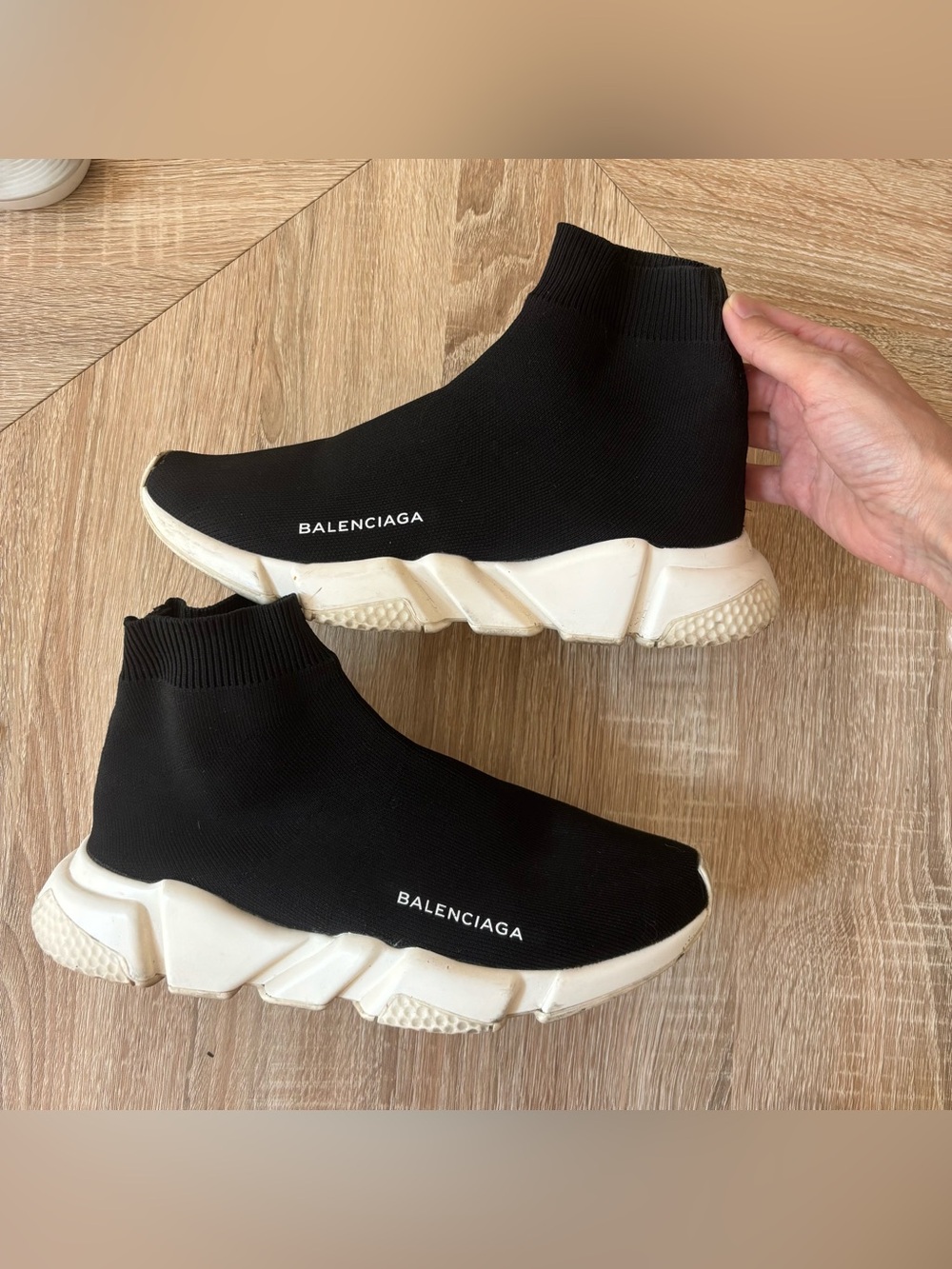 Balenciaga Speed Trainer Sneakers Black/White Size 8.5 Excellent Condition